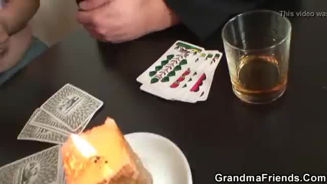 Great threesome after poker with granny